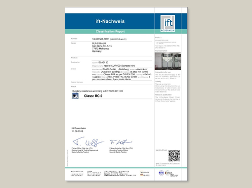 record CURVED RC2 - certificate - burglar resistance