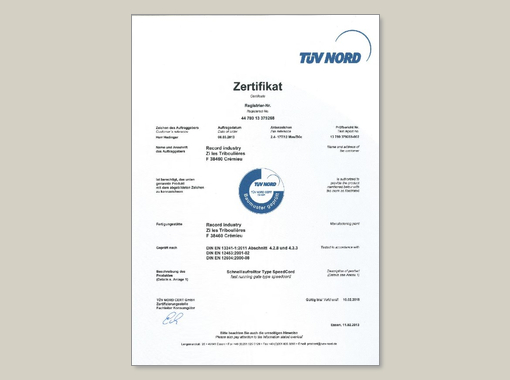 record SPEEDCORD – TÜV