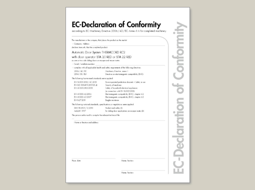 Declaration of Confirmity THERMCORD RC2 STA 20 RED or STA 22 RED