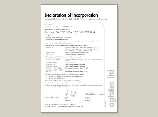 record DFA 127 – Declaration of incorporation