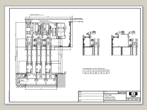 THERMCORD3, TSA, Vertical section with side screen