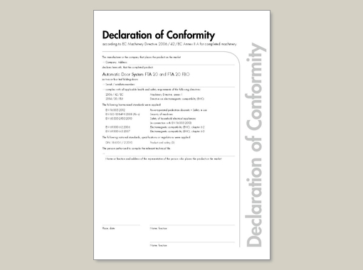 Declaration of Conformity FTA